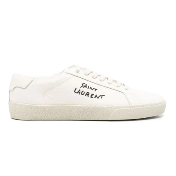 Saint Laurent SL/06 Court Classic Logo-Embroidered Leather Sneakers White EU 39 - Picture 2 of 7